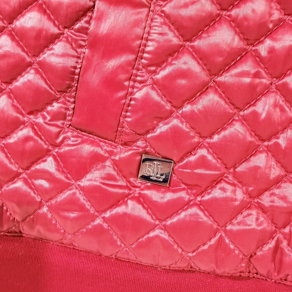 Lauren Ralph Lauren Vest Women's L Red Quilted Full Zip LRL - Spots see pics - Picture 5 of 12